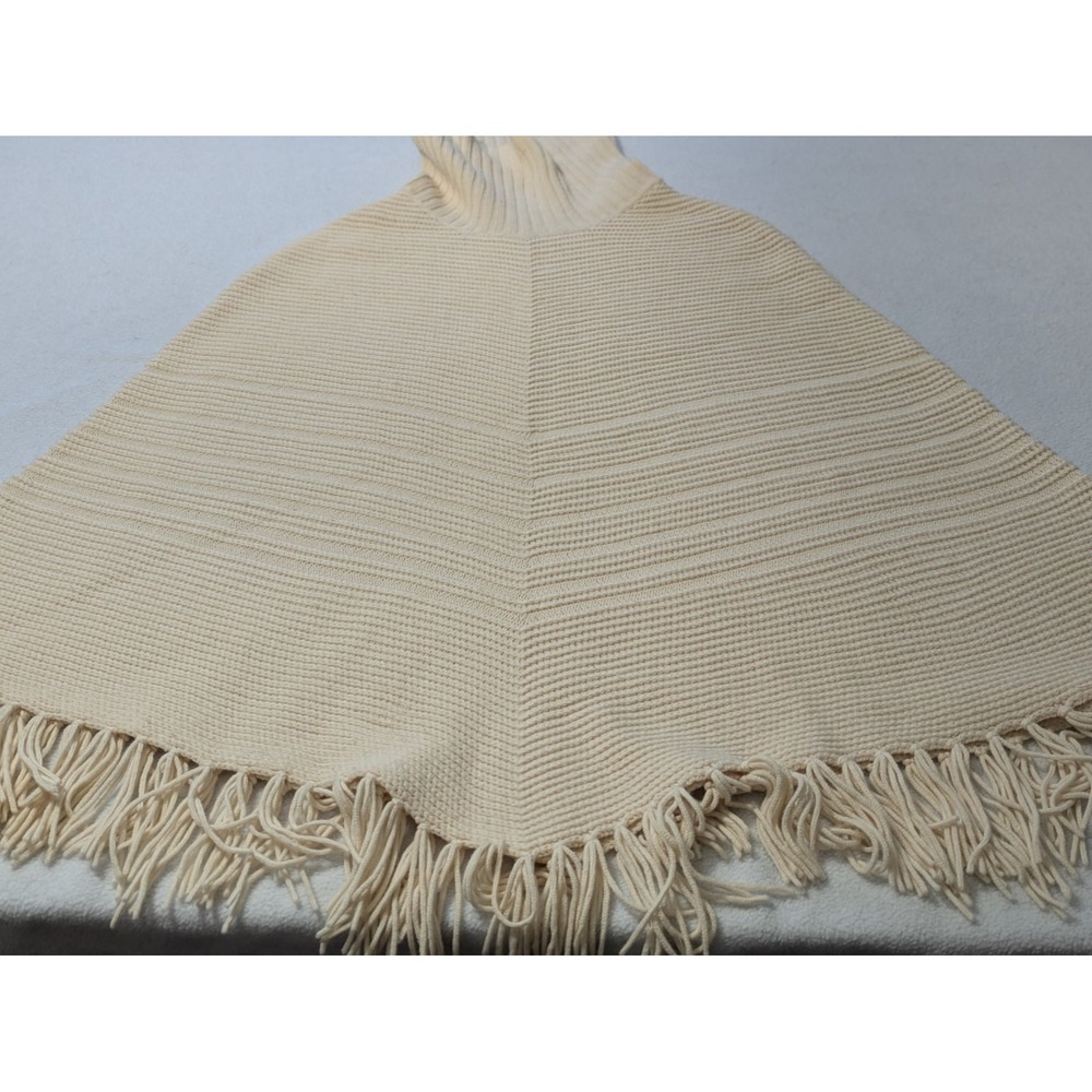 Talbot's Cream Wool knit Poncho, Size Large XL‎